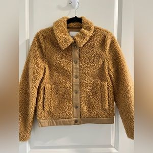 Madewell Teddy Sherpa Bomber Jacket, XXS, Camel/Tan